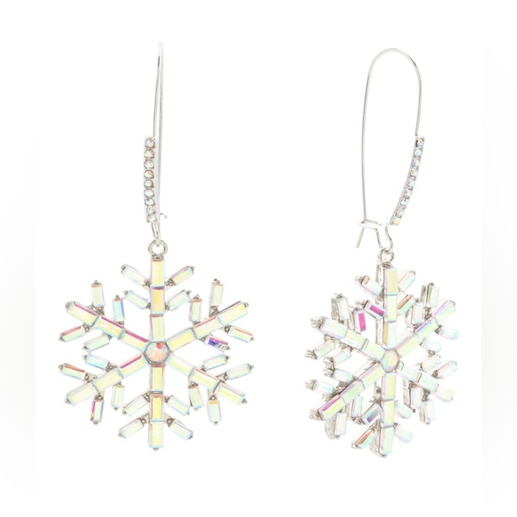 Betsey Johnson iridescent Snowflake Earrings - Picture 1 of 5